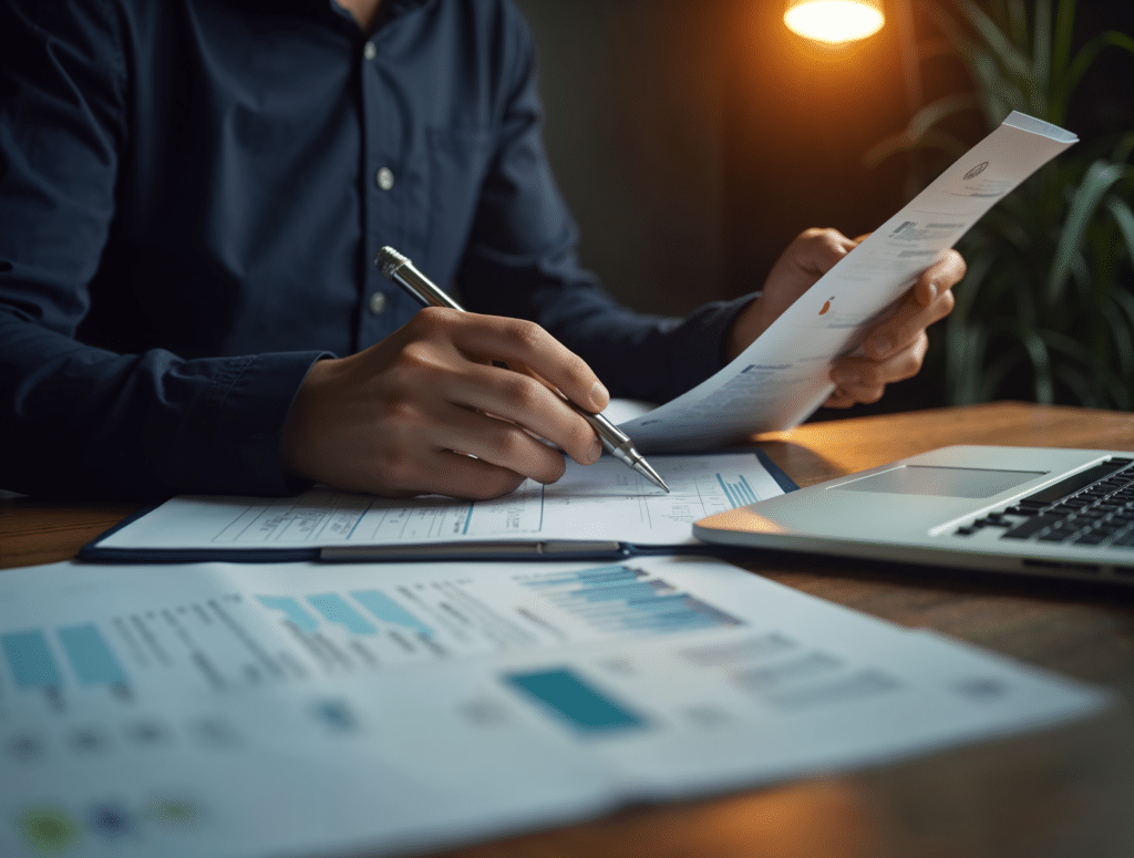 Auto-entrepreneur gérant sa comptabilité sur ordinateur – PropulseCRM